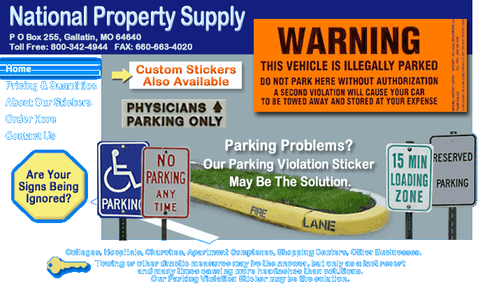 Call National Property Supply for your Parking or Custom Stickers
